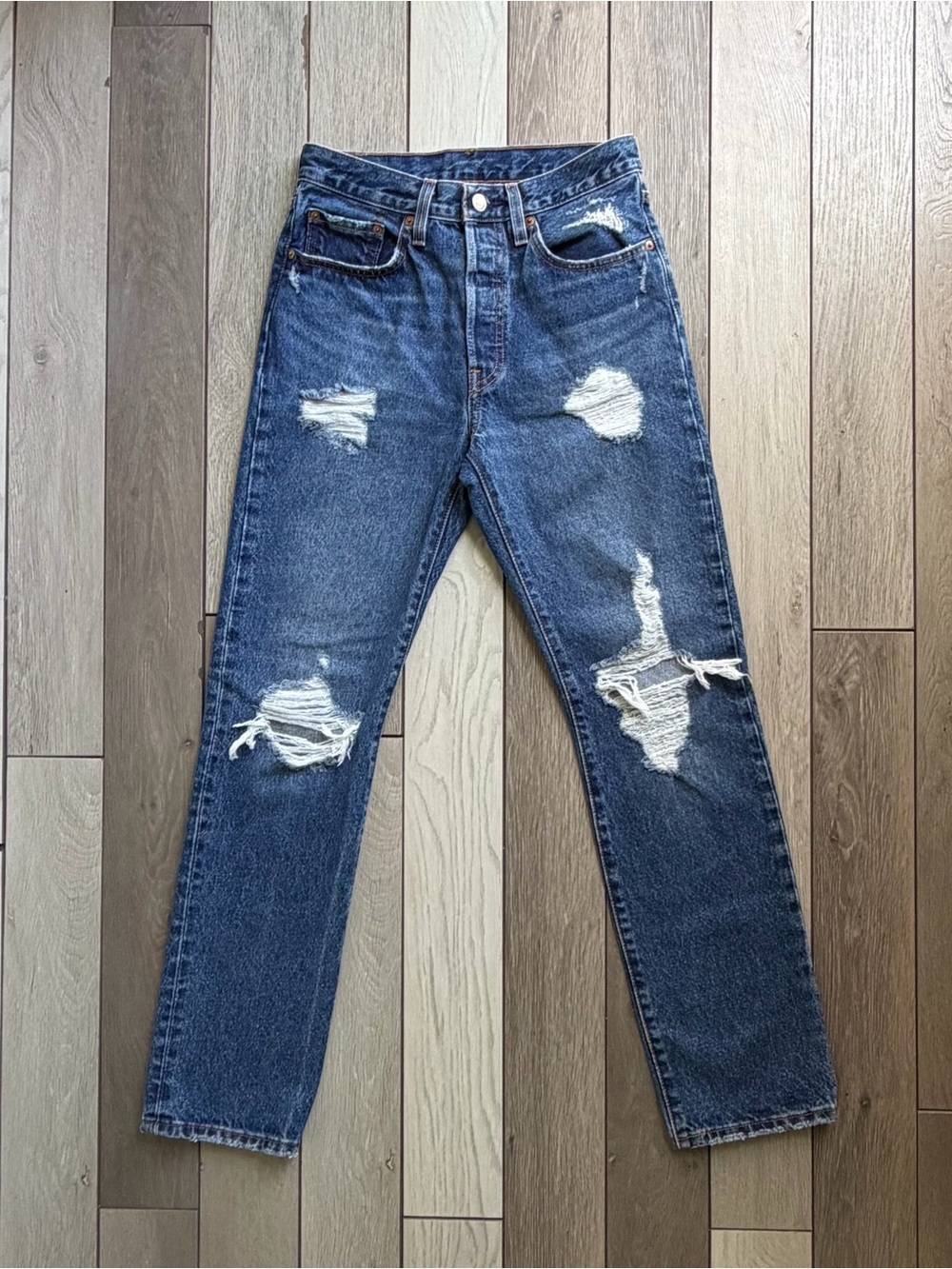Levi’s Distressed High-Rise Blue Denim Jeans